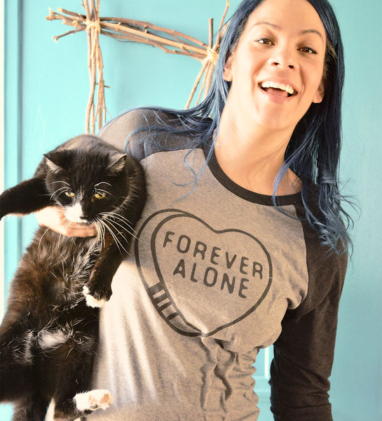 "Forever Alone" Black & Gray Raglan Tee