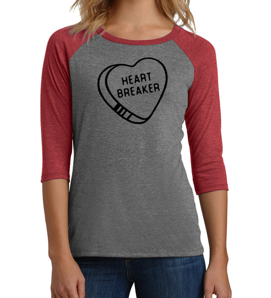 "Heartbreaker" Women's Red & Gray Raglan Tee