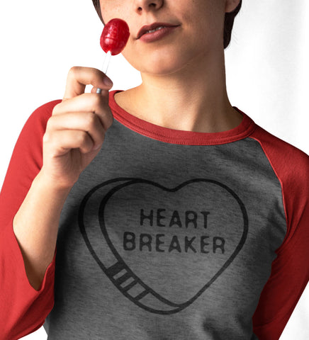 "Heartbreaker" Women's Red & Gray Raglan Tee