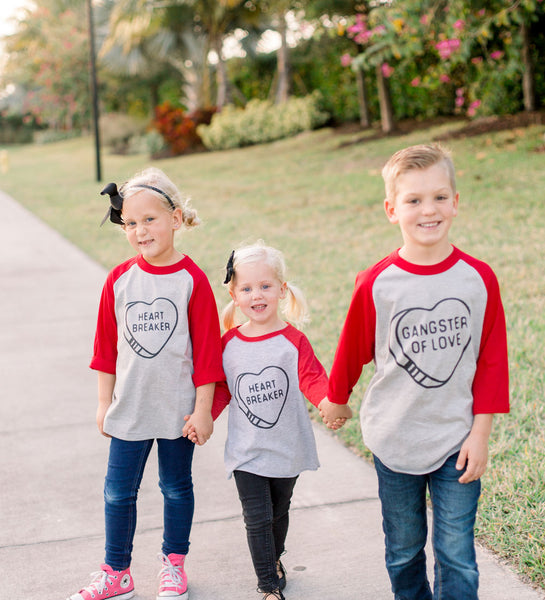 "Heartbreaker" Red & Gray Kids Raglan Tee