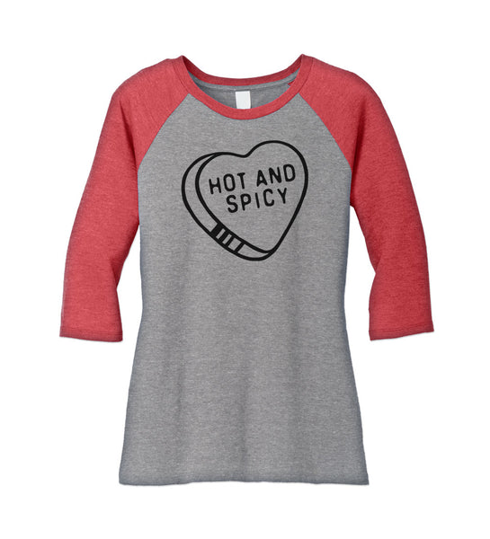"Hot and Spicy" Red & Gray Raglan Tees