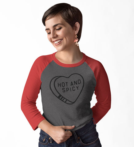 "Hot and Spicy" Red & Gray Raglan Tees