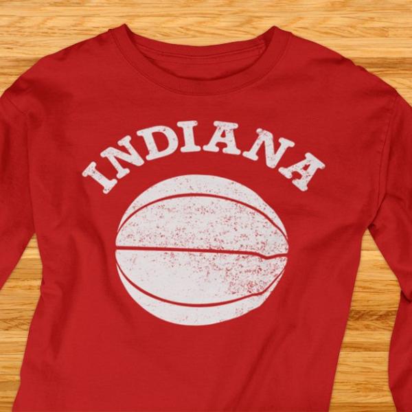"Indiana Basketball" Red Long Sleeved Tee