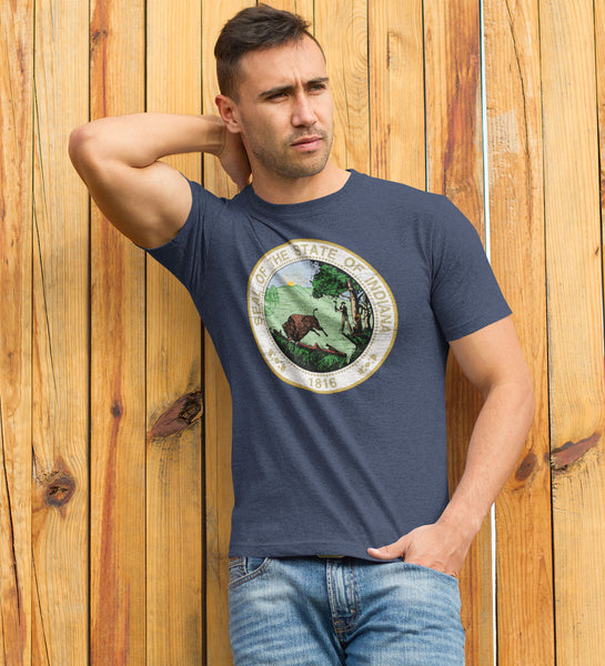 "Indiana State Seal" Vintage Blue Tee