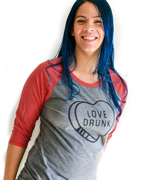 "Love Drunk / Just Drunk" Red & Gray Raglan Tees