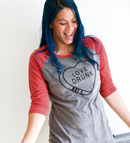 "Love Drunk / Just Drunk" Red & Gray Raglan Tees
