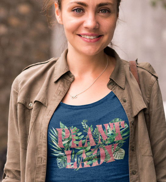 "Plant Lady" Blue Womens Scoop Neck Tee