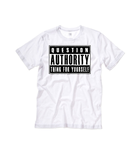 "Question Authority" Black or White Kids Tee