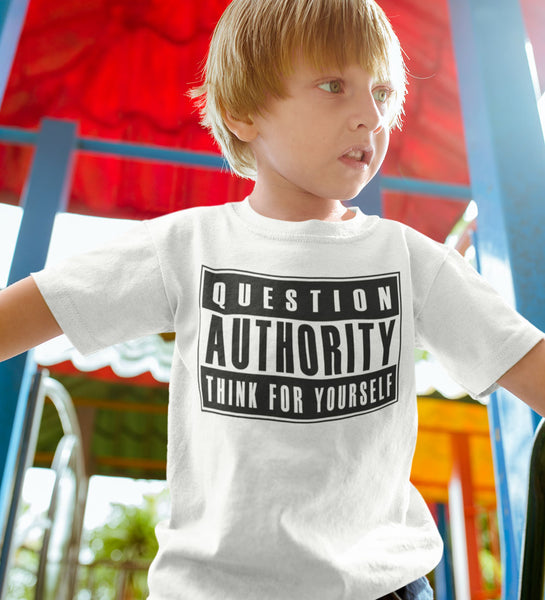 "Question Authority" Black or White Kids Tee