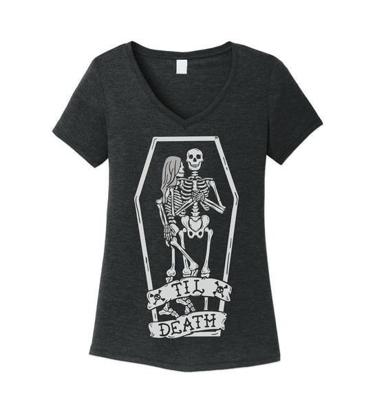 "Til Death" Womens V-Neck Black Tee