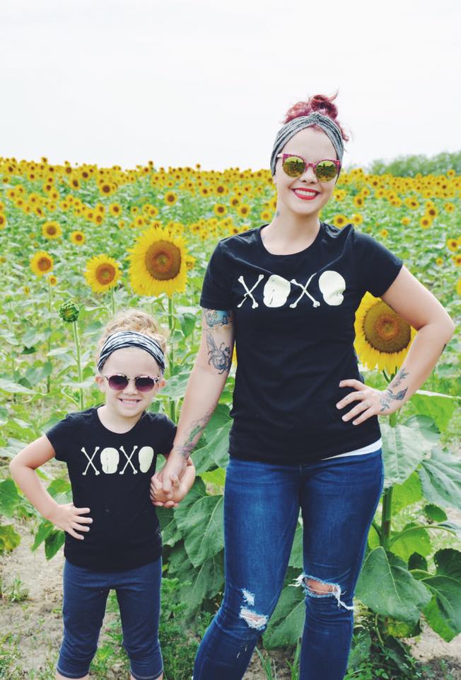 XOXO Skull Crossbones Tee: Punk Womens Black Shirt