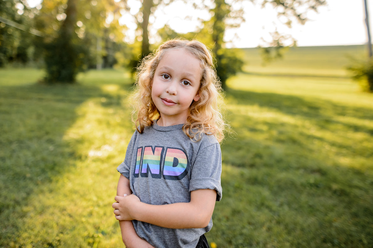 Indiana Rainbow Kids Tee: LGBTQ Pride Youth Shirt
