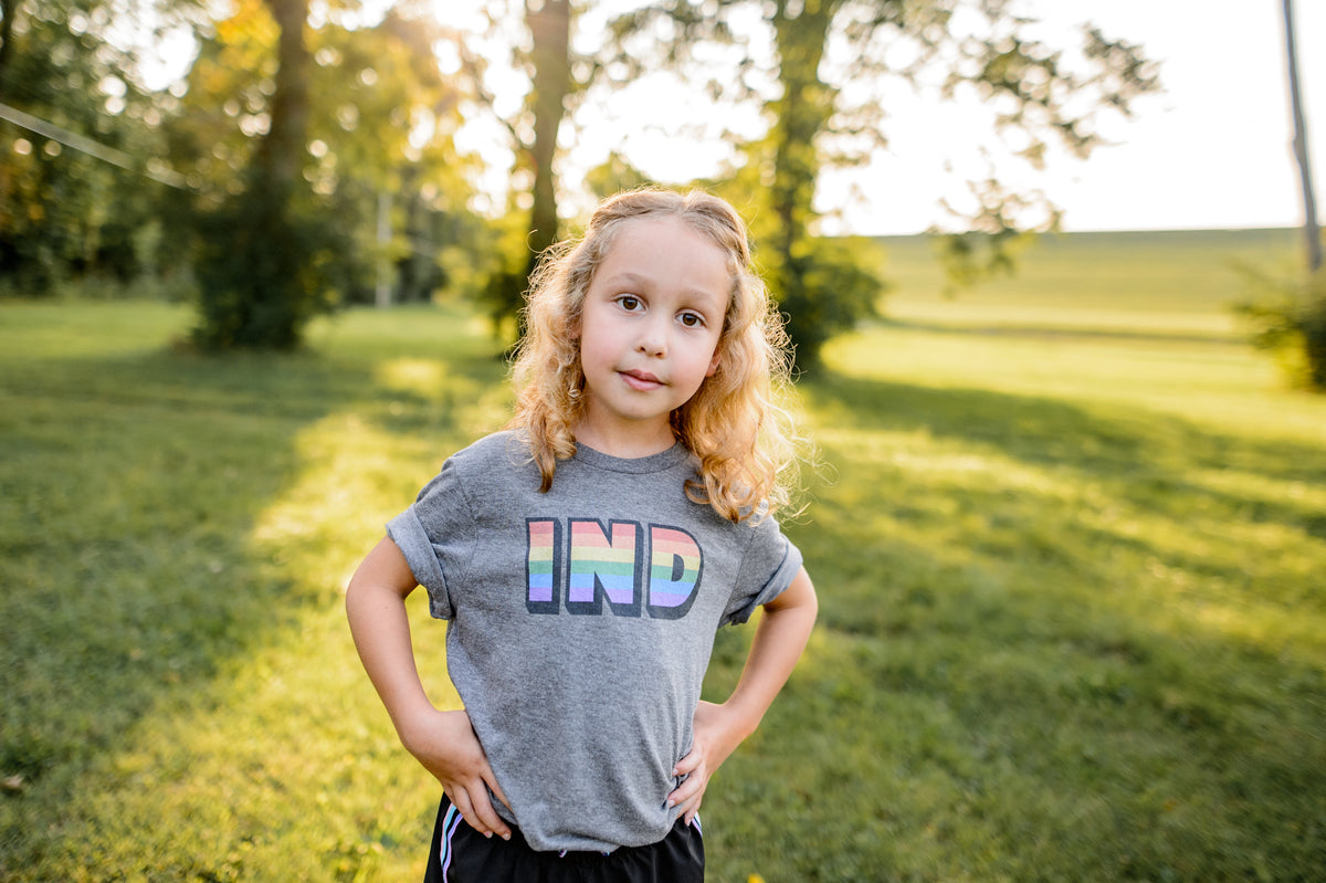 Indiana Rainbow Kids Tee: LGBTQ Pride Youth Shirt