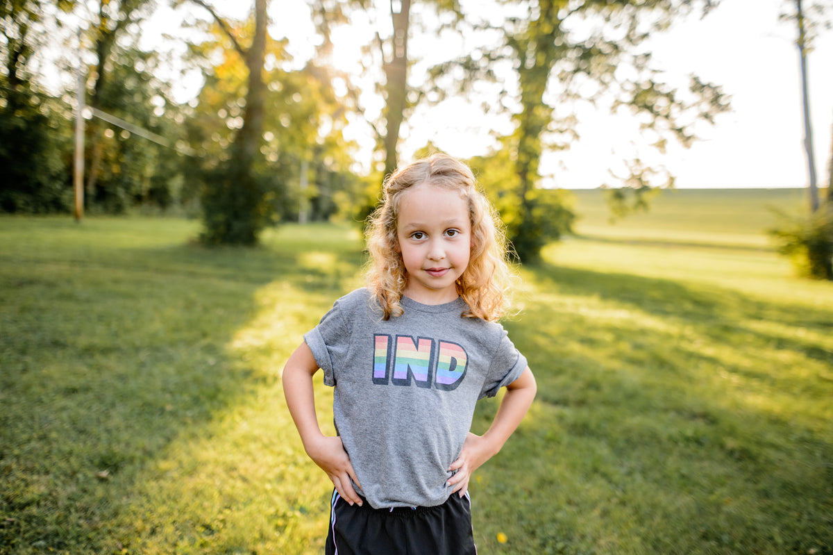 Indiana Rainbow Kids Tee: LGBTQ Pride Youth Shirt