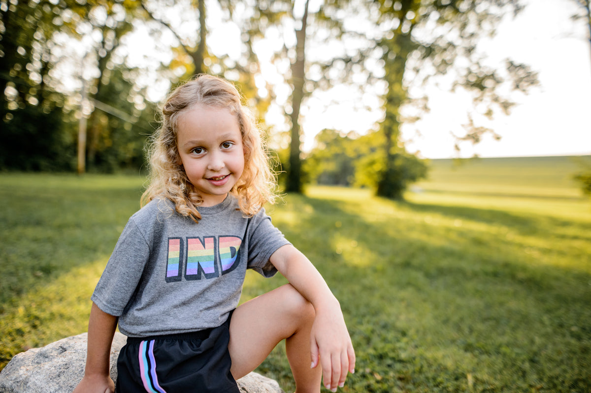 Indiana Rainbow Kids Tee: LGBTQ Pride Youth Shirt