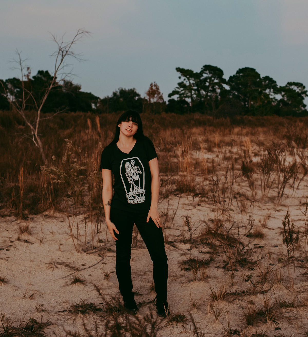 Til Death Tee: Skeleton Couple Womens V-Neck Shirt