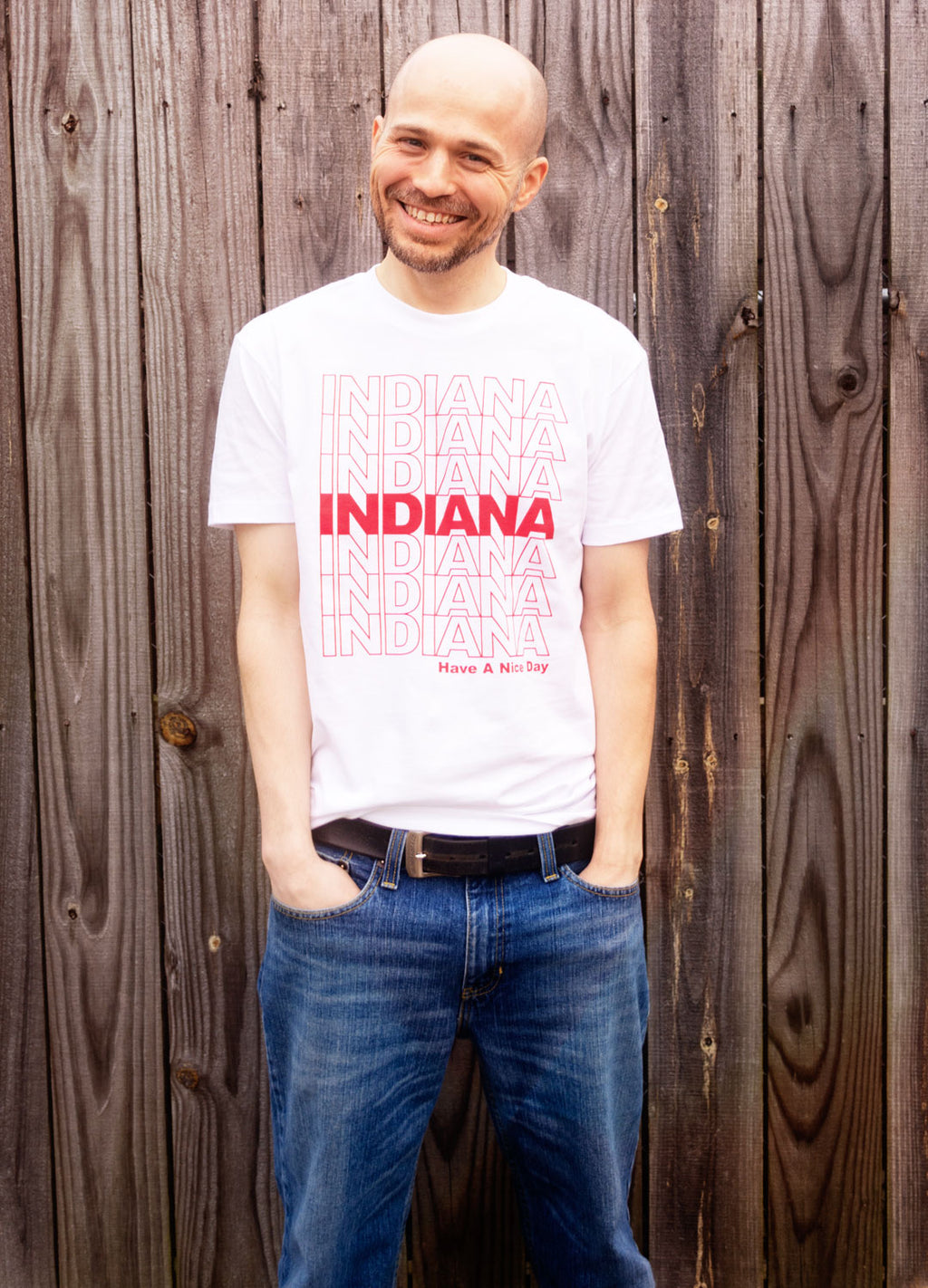 Indiana Have a Nice Day Tee: Retro Shopping Bag Style Shirt
