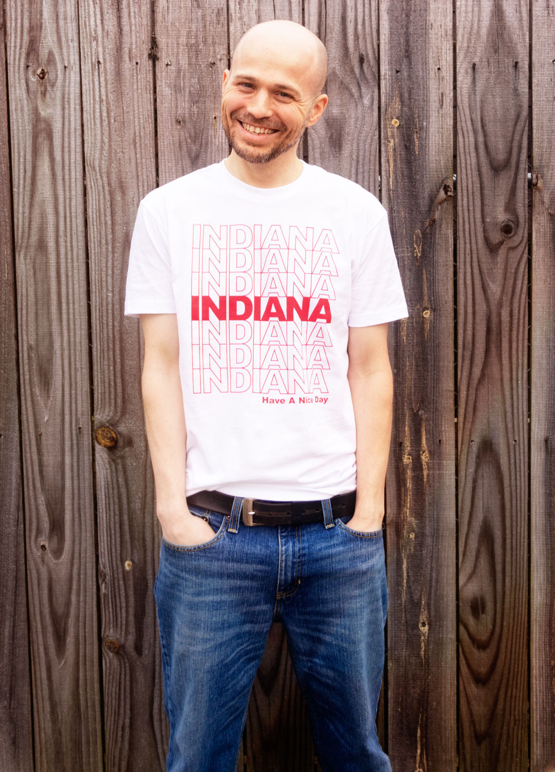 Indiana Have a Nice Day Tee: Retro Shopping Bag Style Shirt