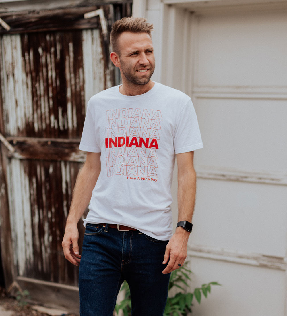 Indiana Have a Nice Day Tee: Retro Shopping Bag Style Shirt