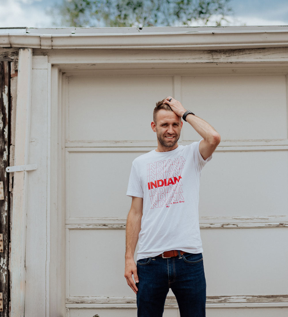 Indiana Have a Nice Day Tee: Retro Shopping Bag Style Shirt