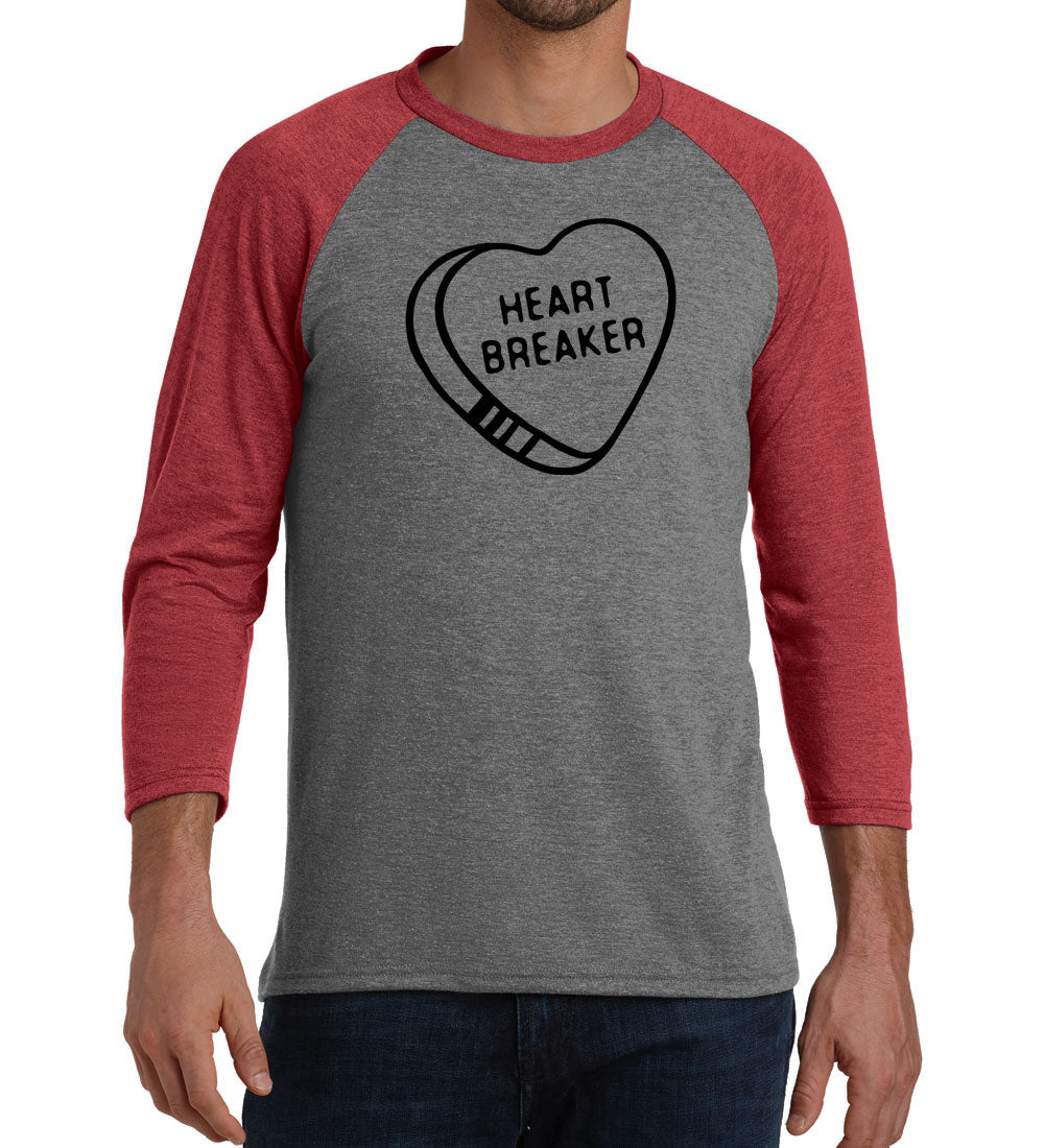 Heartbreaker Raglan Tee: Funny Valentines Mens or Womens Shirt