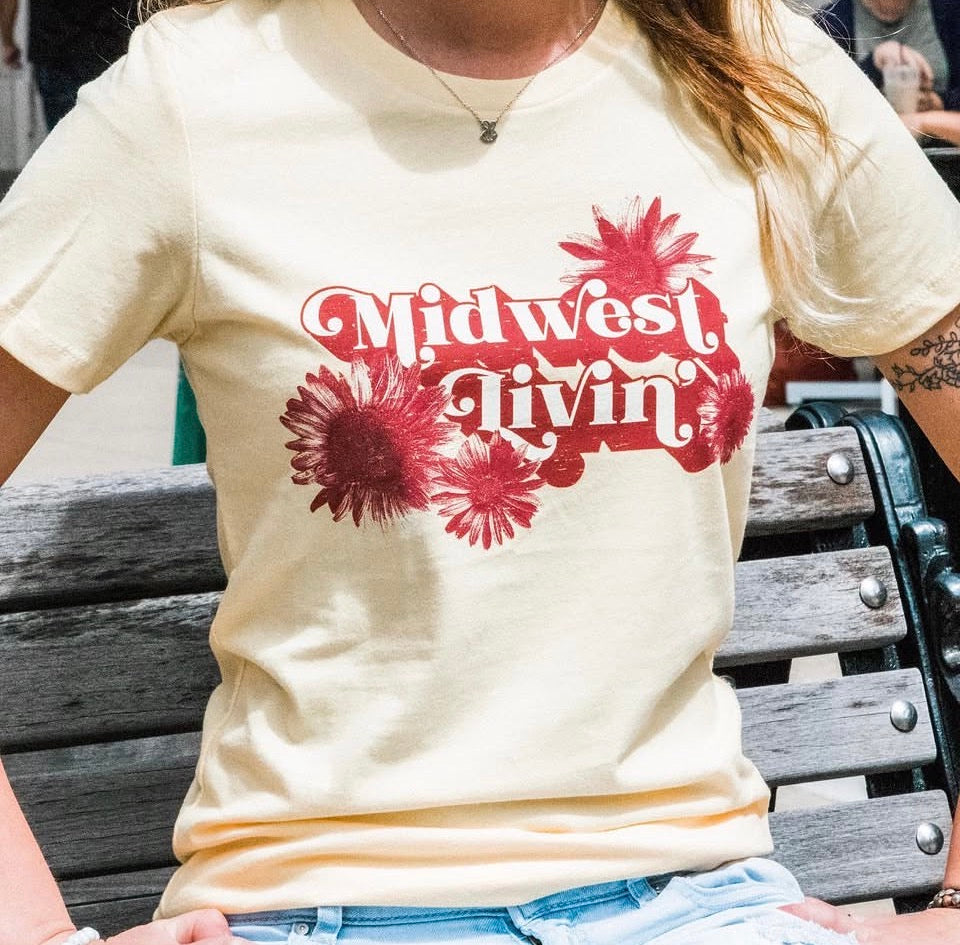 Midwest Livin Tee: Retro Floral Womens Shirt
