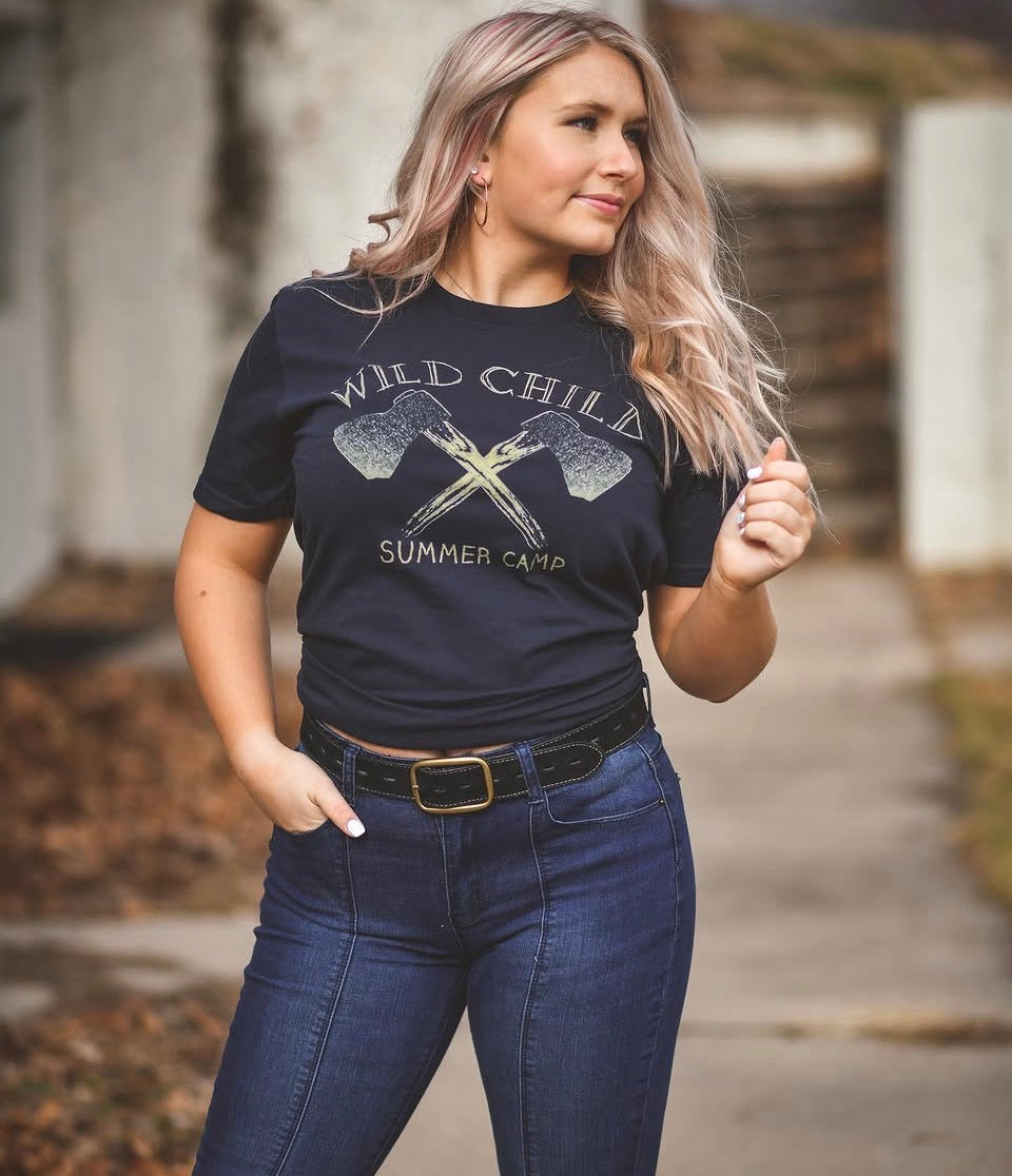 Wild Child Summer Camp Tee: Hatchet Graphic Unisex Shirt
