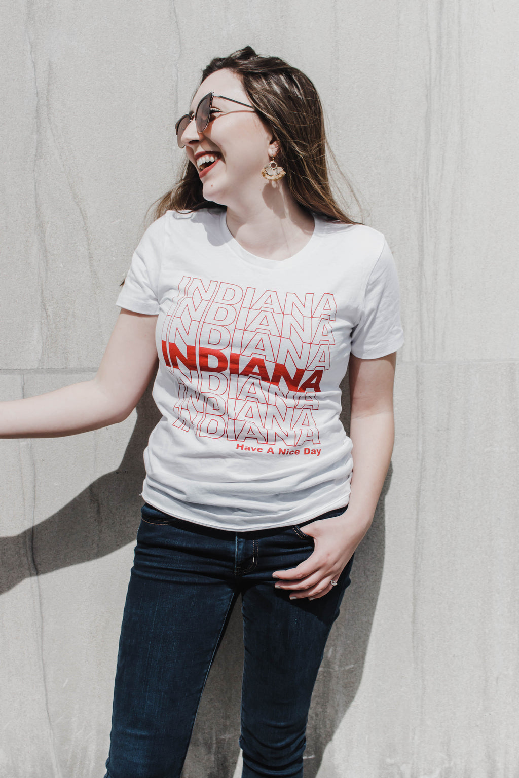 Indiana Have a Nice Day Tee: Retro Womens Graphic Shirt