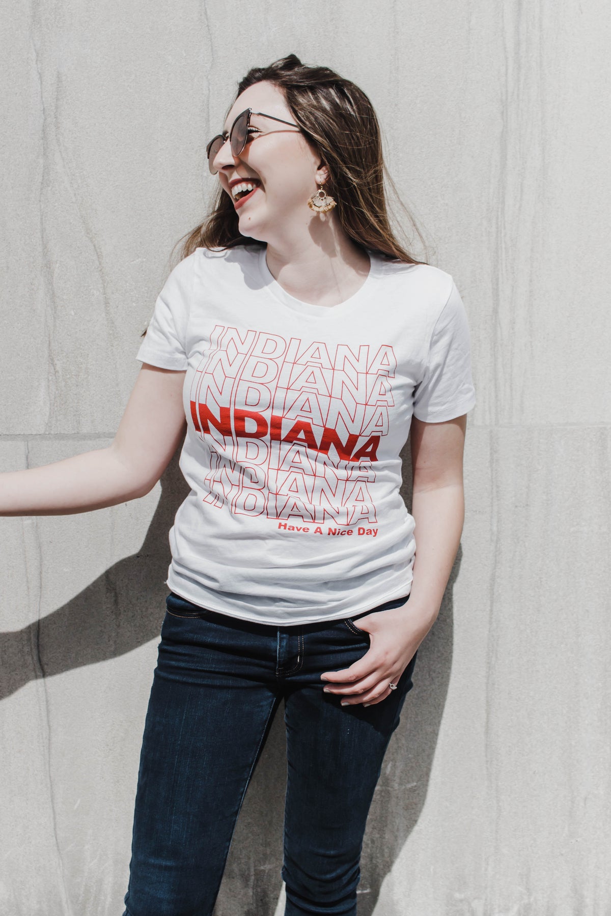 Indiana Have a Nice Day Tee: Retro Womens Graphic Shirt