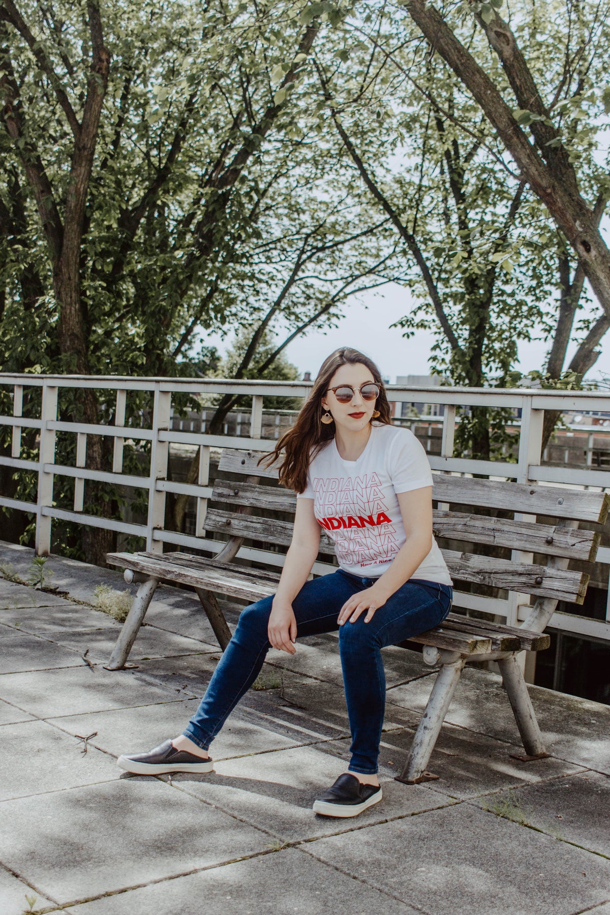 Indiana Have a Nice Day Tee: Retro Womens Graphic Shirt