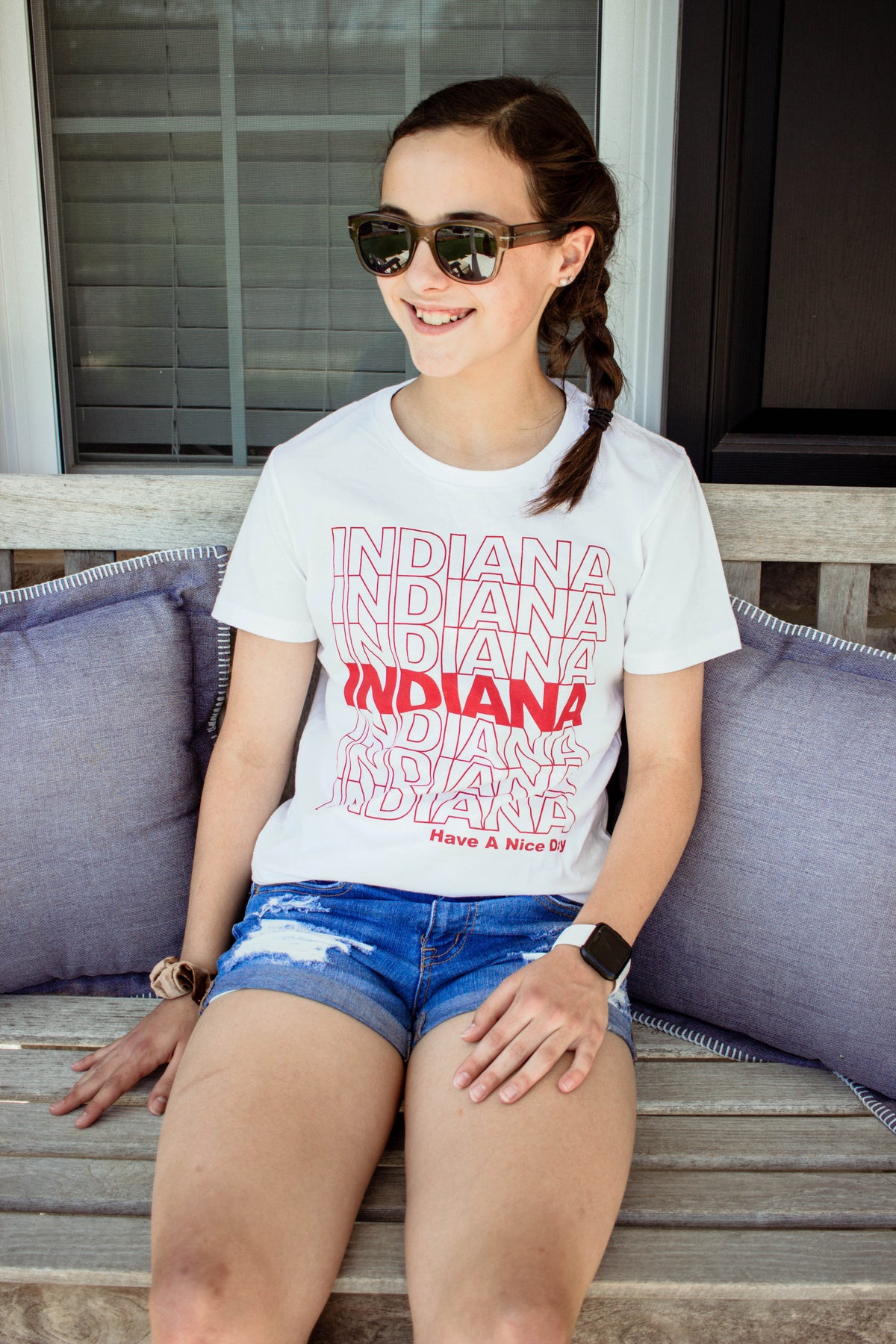Indiana Have a Nice Day Tee: Retro Womens Graphic Shirt