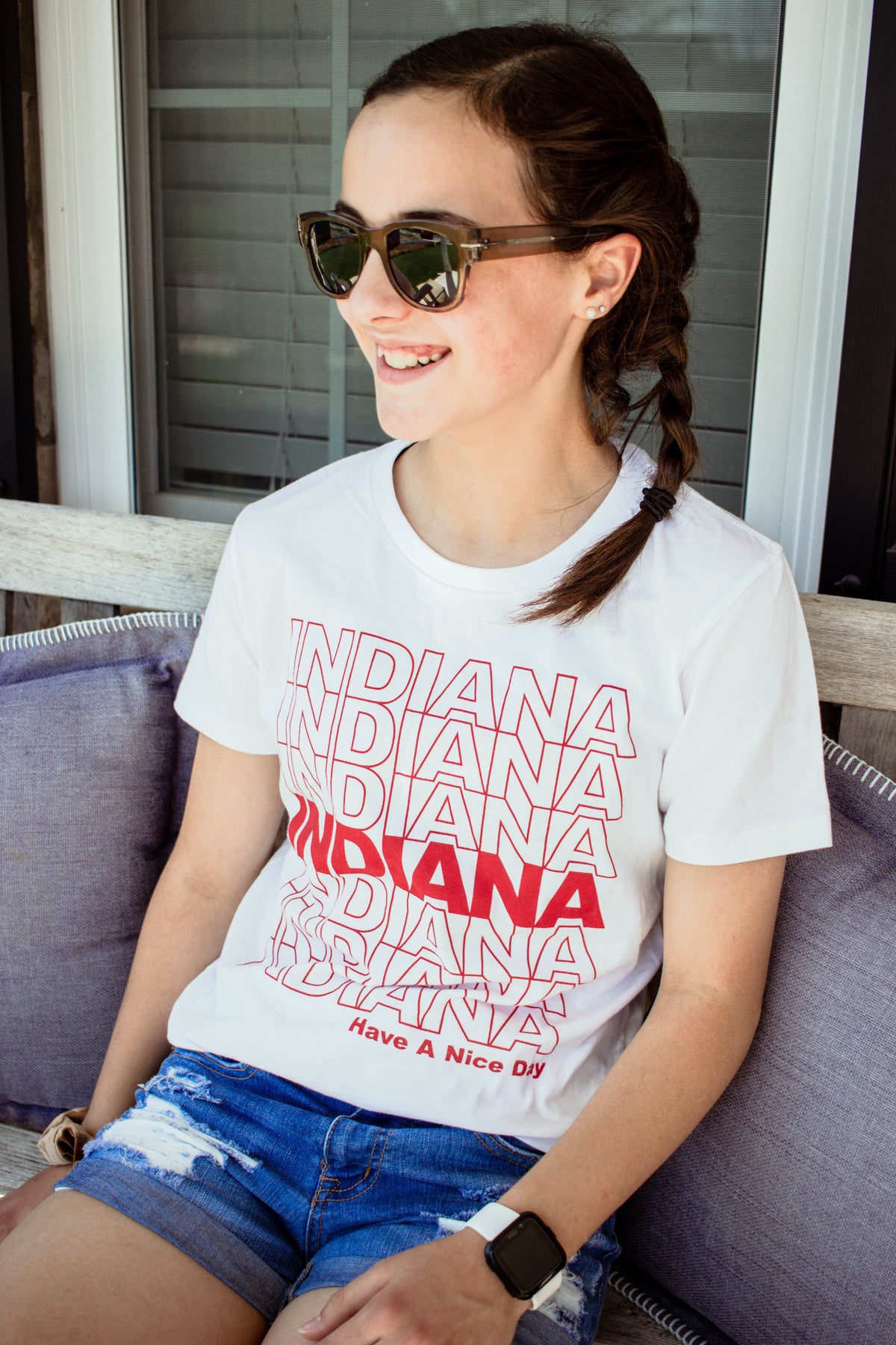 Indiana Have a Nice Day Tee: Retro Womens Graphic Shirt