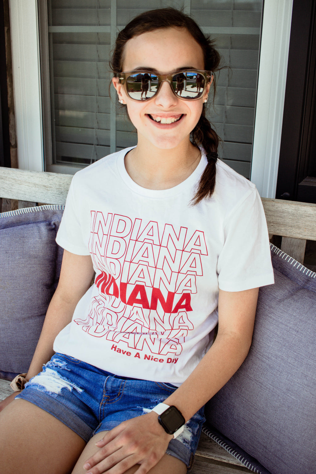 Indiana Have a Nice Day Tee: Retro Womens Graphic Shirt