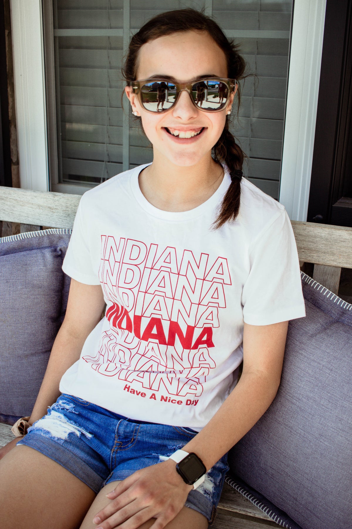Indiana Have a Nice Day Tee: Retro Womens Graphic Shirt