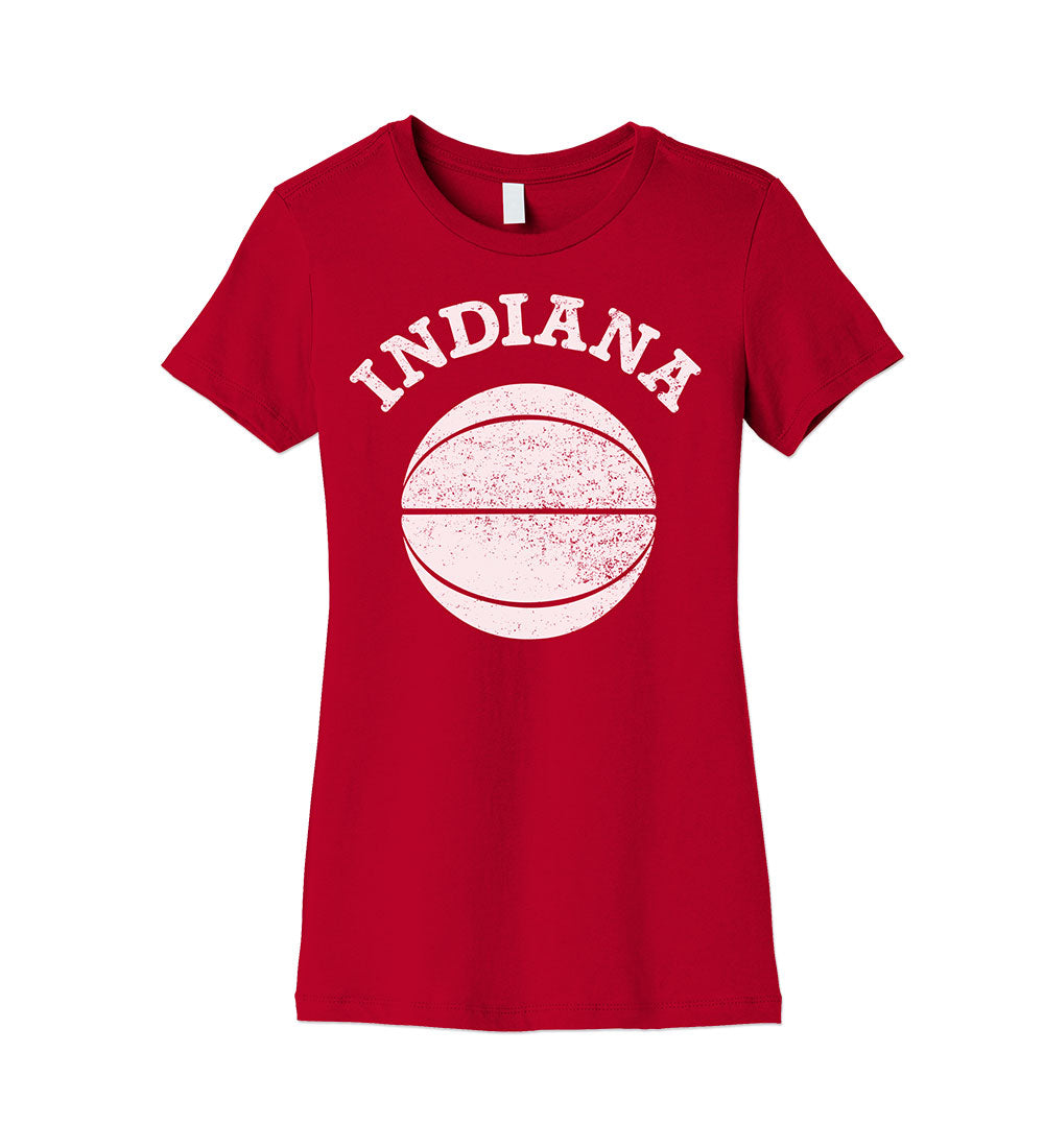 Indiana Basketball Womens Tee: Red and White Hoosier Shirt