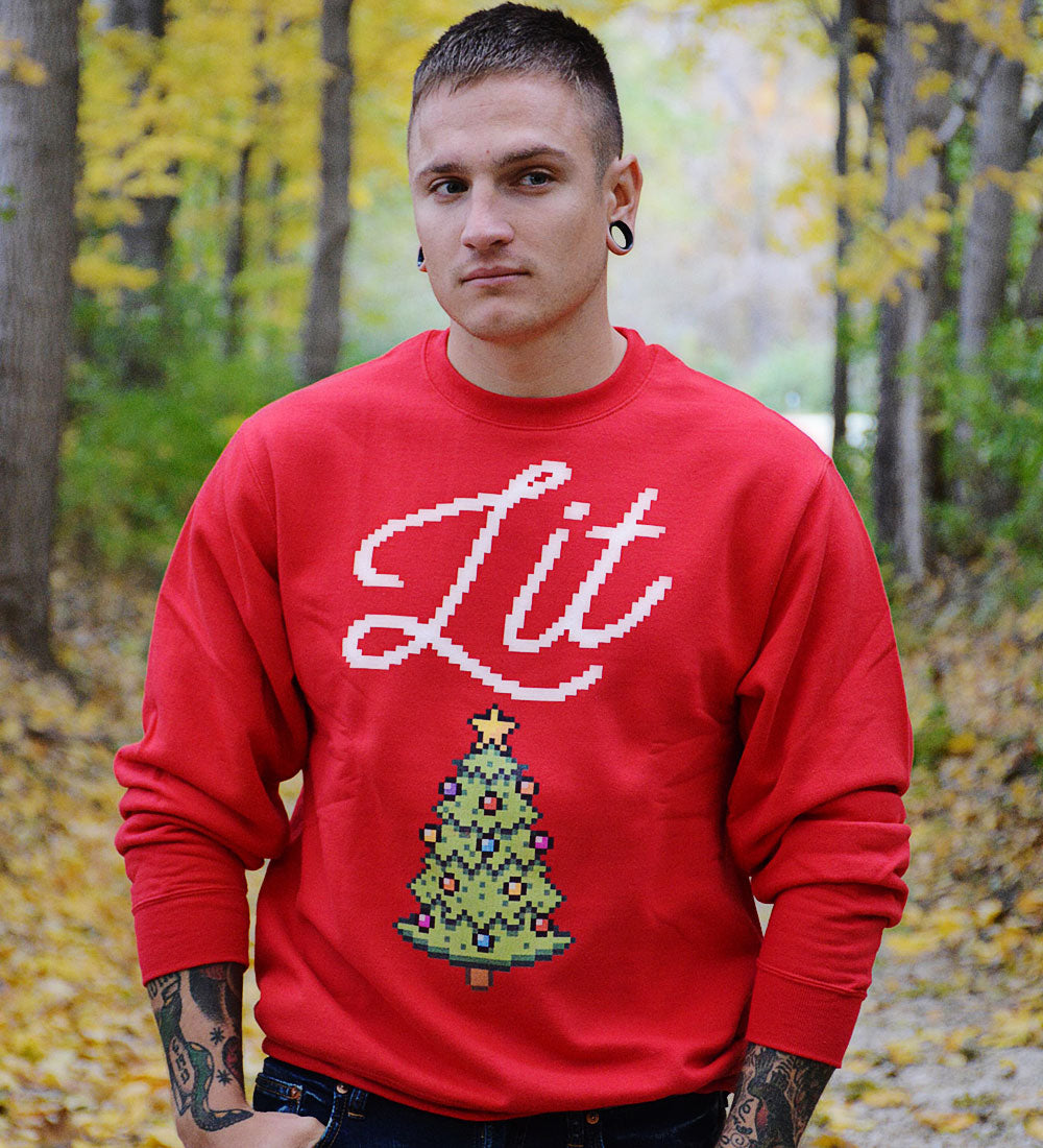 Lit Christmas Tree Sweatshirt: Funny Ugly Pullover