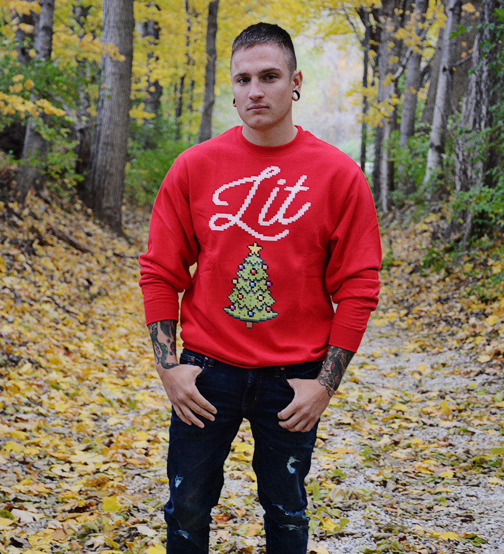 Lit Christmas Tree Sweatshirt: Funny Ugly Pullover