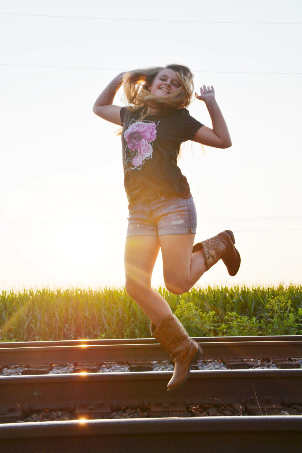 Indiana Peonies V-Neck Tee: Floral State Shirt