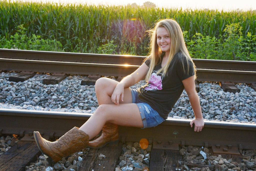 Indiana Peonies V-Neck Tee: Floral State Shirt