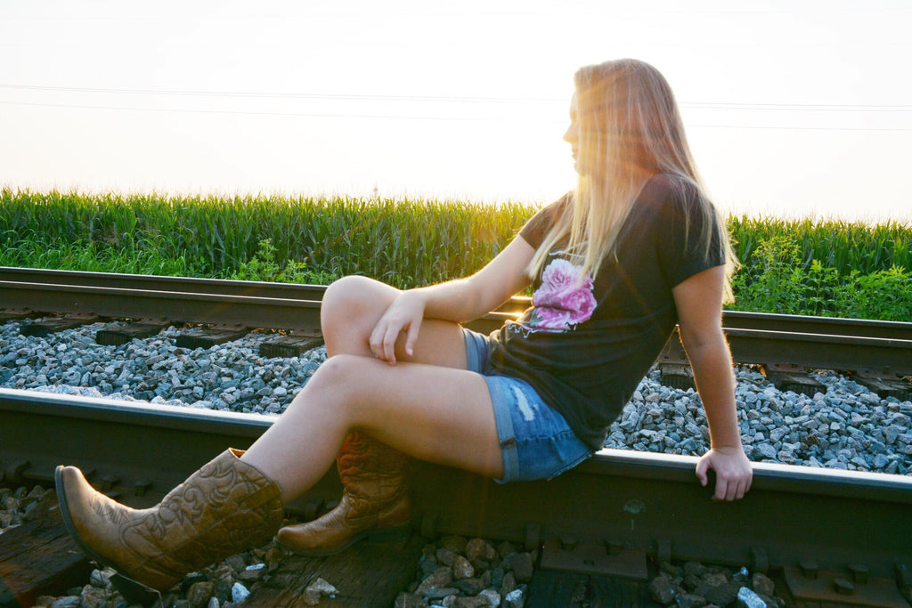 Indiana Peonies V-Neck Tee: Floral State Shirt
