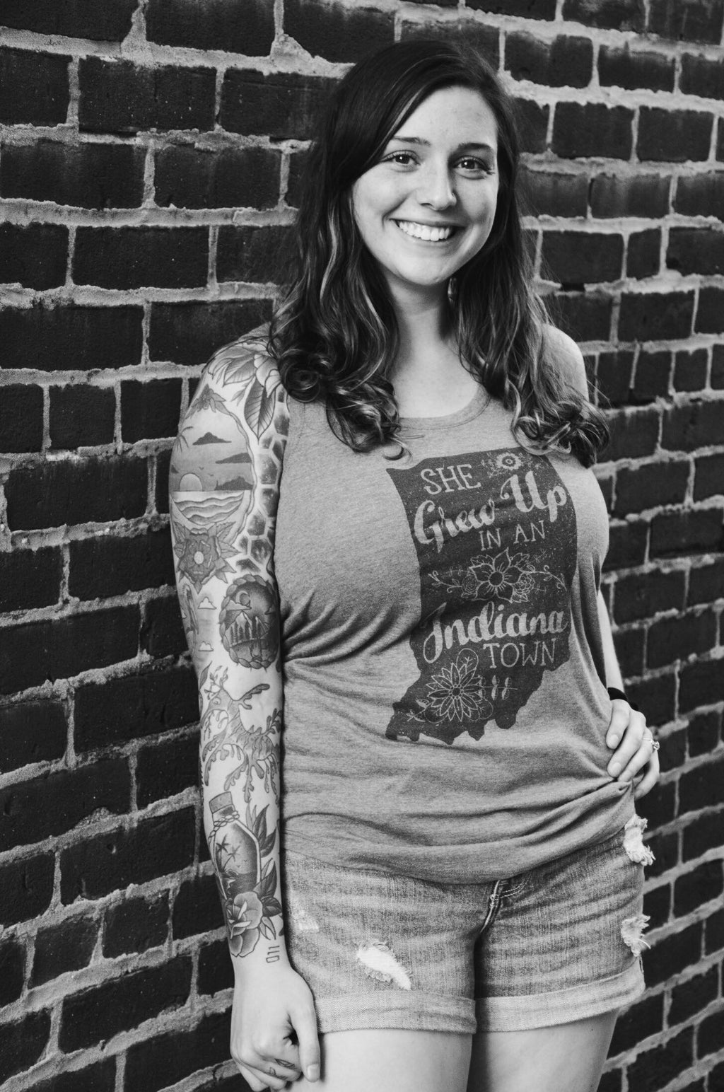She Grew Up in an Indiana Town Gray Tank Top: Song Lyric State Shirt