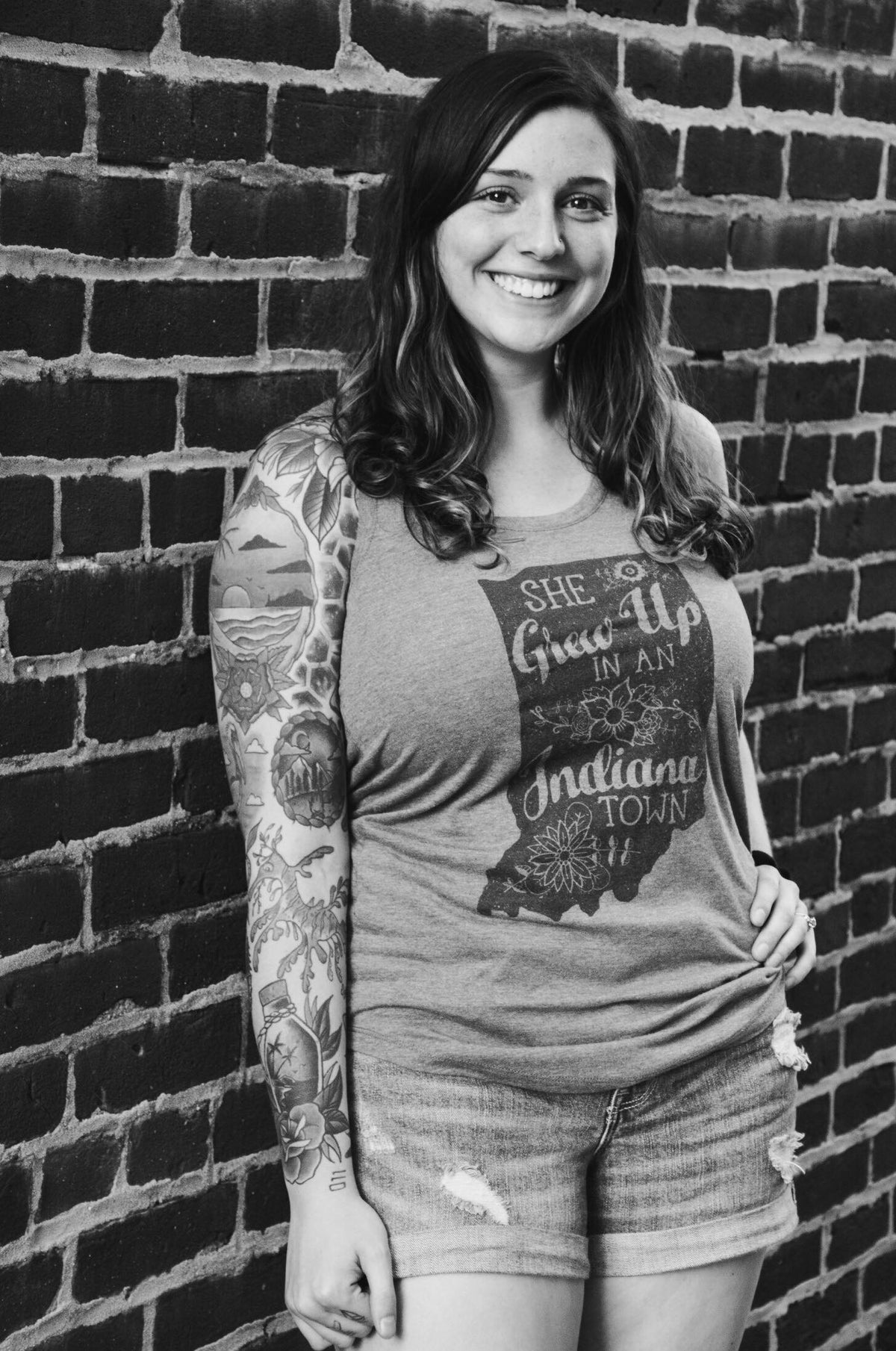 She Grew Up in an Indiana Town Gray Tank Top: Song Lyric State Shirt