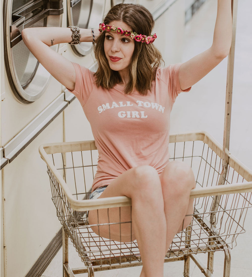 Small Town Girl Tee: Dusty Rose Retro Shirt