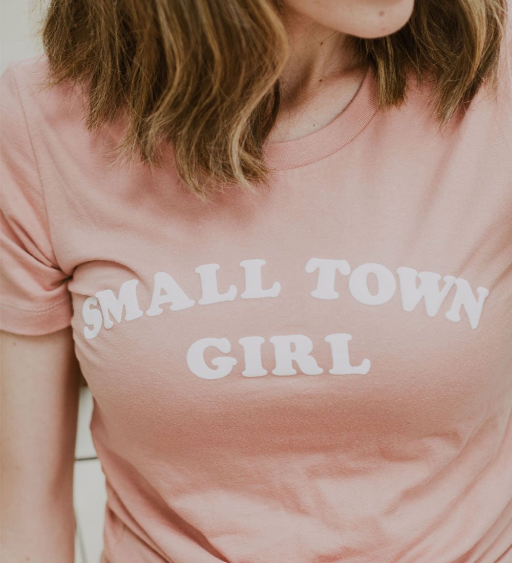 Small Town Girl Tee: Dusty Rose Retro Shirt