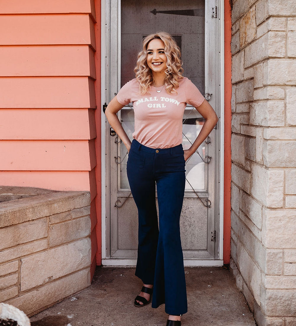 Small Town Girl Tee: Dusty Rose Retro Shirt