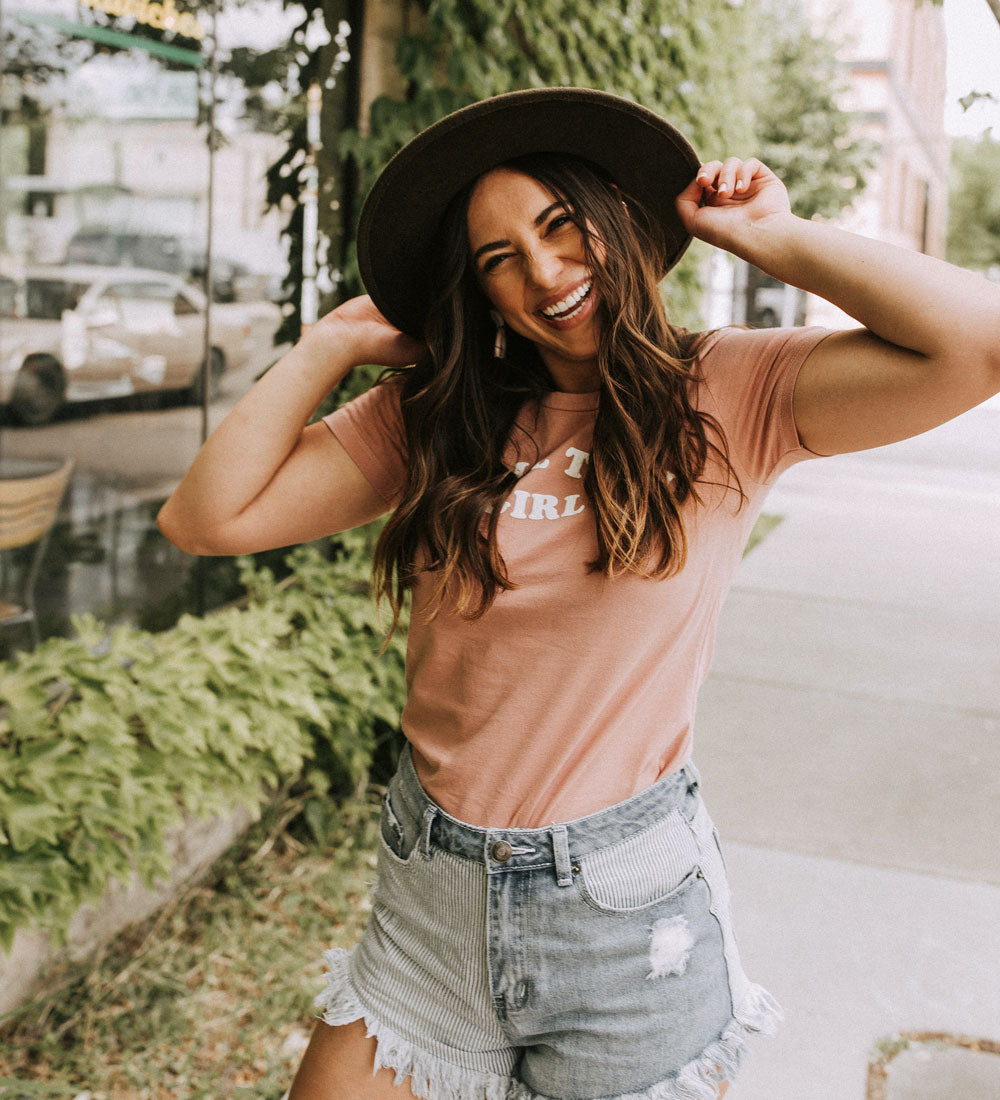 Small Town Girl Tee: Dusty Rose Retro Shirt