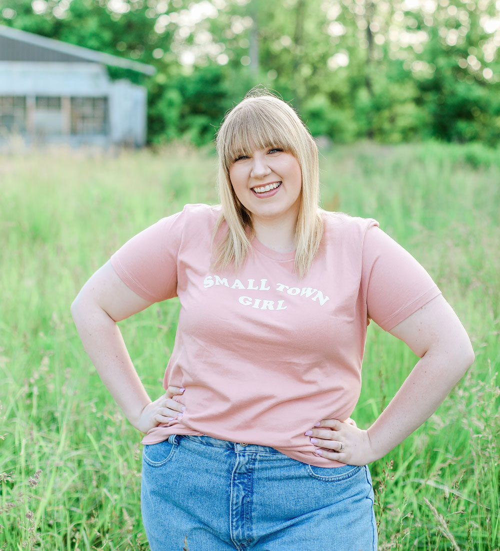 Small Town Girl Tee: Dusty Rose Retro Shirt