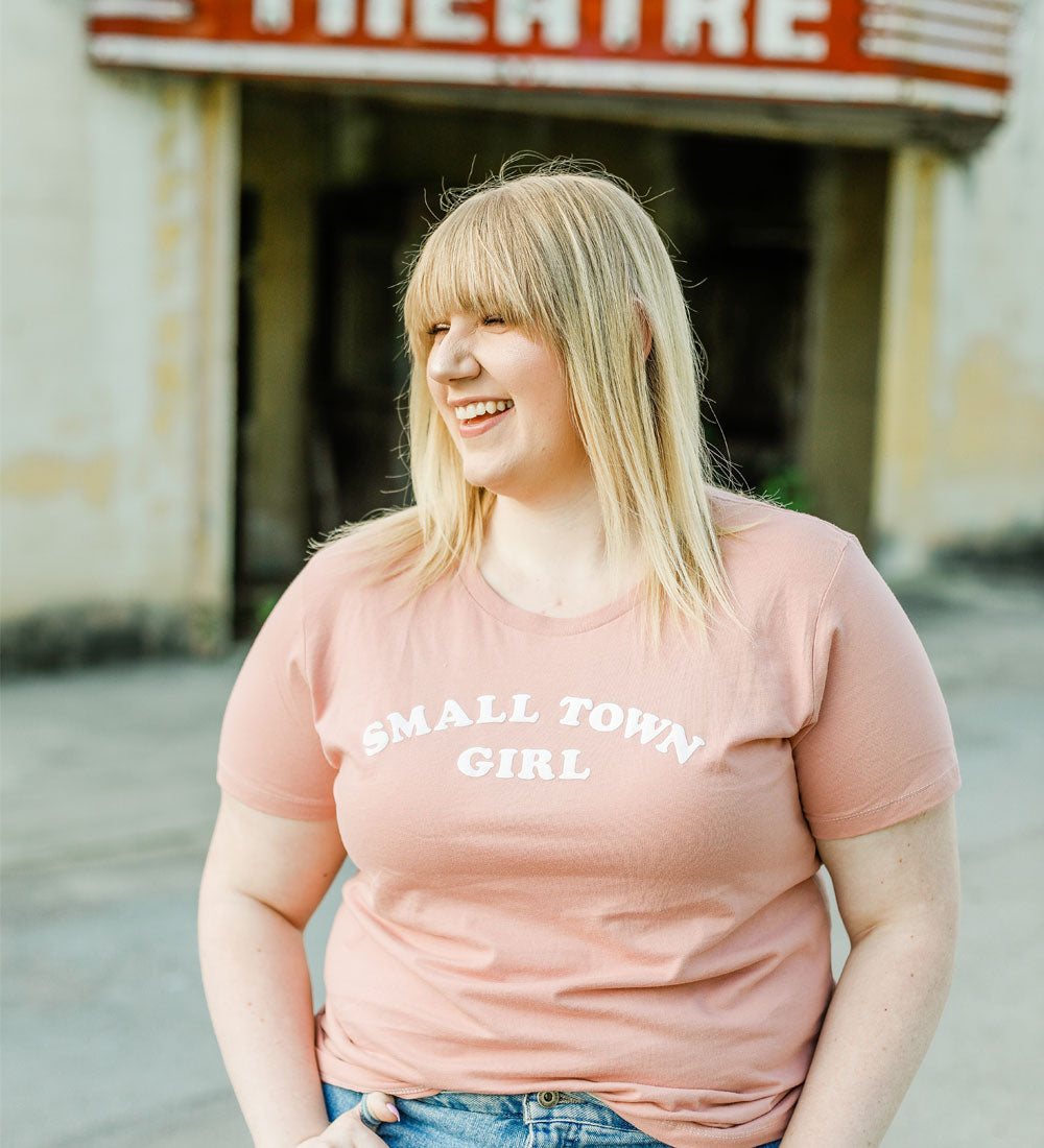 Small Town Girl Tee: Dusty Rose Retro Shirt