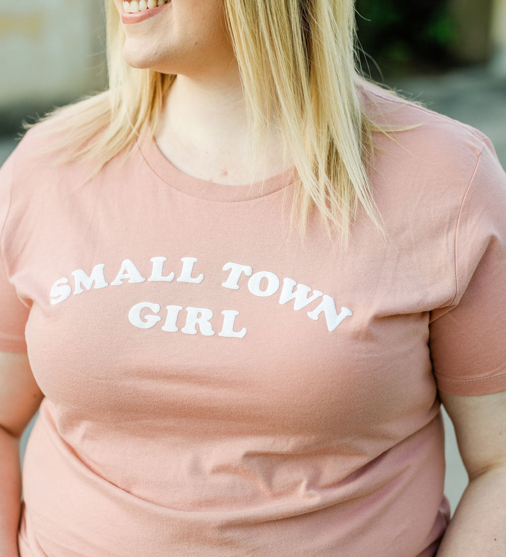 Small Town Girl Tee: Dusty Rose Retro Shirt