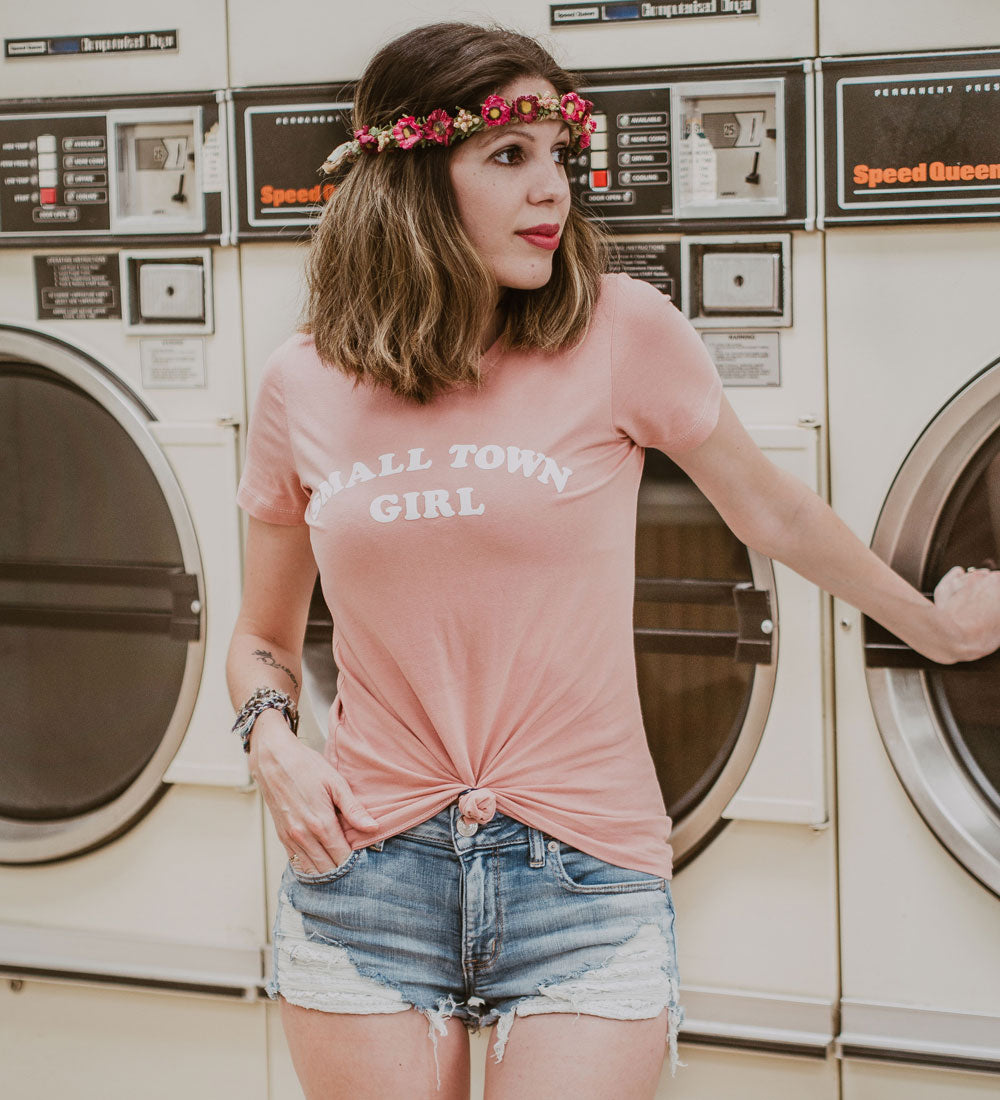Small Town Girl Tee: Dusty Rose Retro Shirt